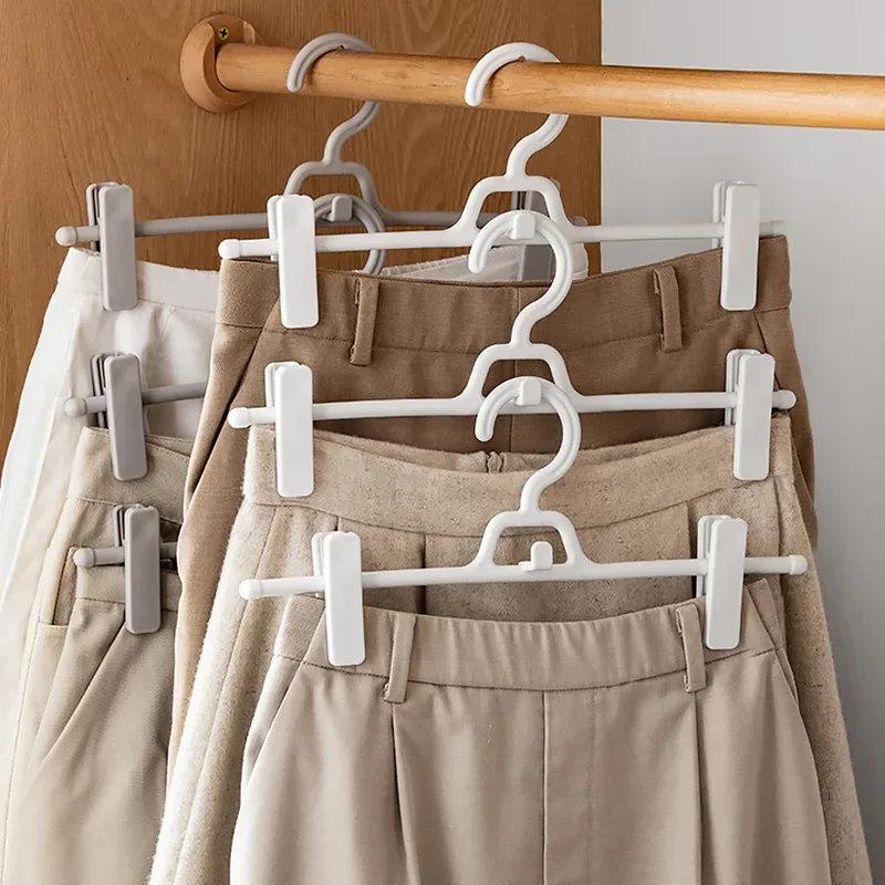 

Traceless pants clip Plastic household clothes drying skirt clip Multifunctional pants rack Retractable