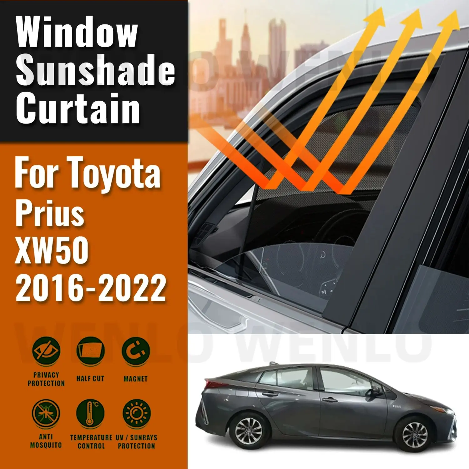 

For Toyota Prius XW50 2016-2022 Side Window Sun Shade Visor Magnetic Car Sunshade Front Rear Windshield Frame Curtains Shield