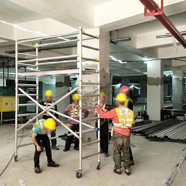 Construction Portable Mobile 4m Narrow Rolling Tower Ladders Folding Aluminum Scaffolding