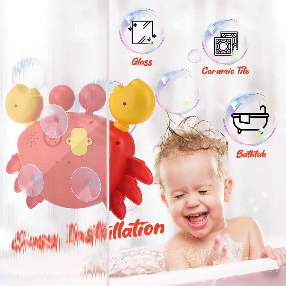 Baby Bath Toys Funny Crab Shaped Bubble with Music Automatic Maker Bathtub Soap Machine Parent Child Toy for Toddlers Kids Gifts