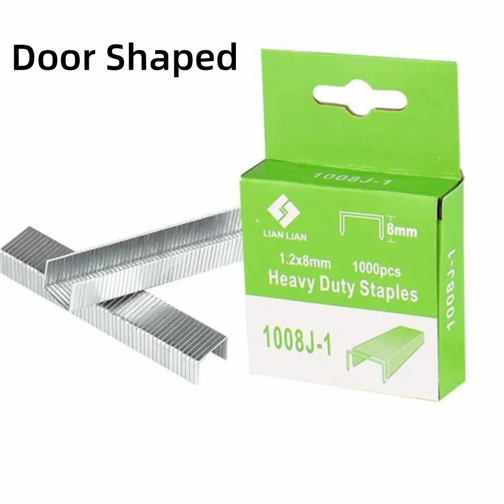 1000Pcs 8/10/12mm Door Shaped Staples Nails Stapler Machine Accessories Framing Work T Shaped Staples Woodworking Nails