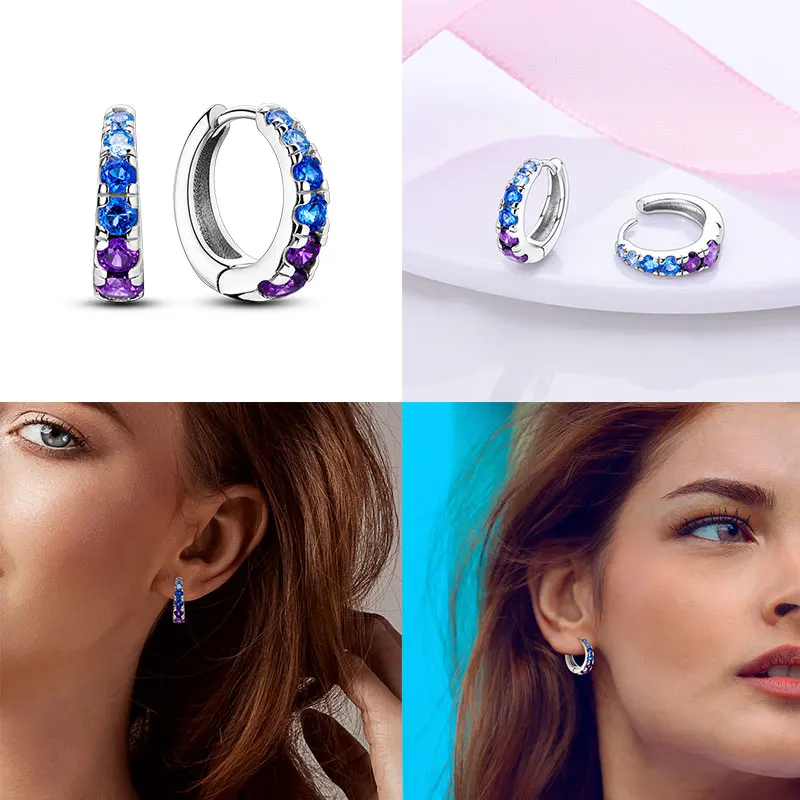 Hot Sale 100% 925 Silver Bohemian Colorful Feather Iris Women Earrings Suitable For Party Anniversary Gift