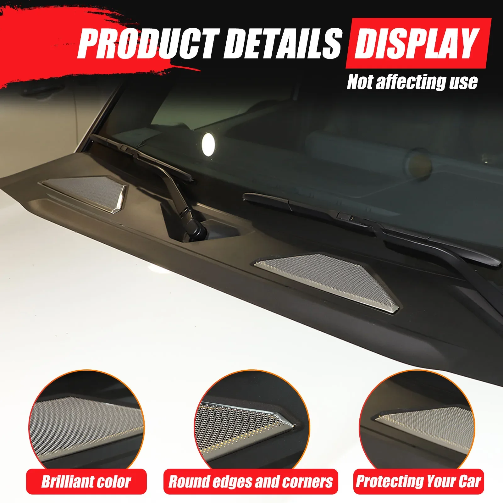 

Stainless Steel Car Front Hood Dust Cover Protection Accessories Hood Air Vent Trim For Toyota Prado Land Cruiser LC250 2024+