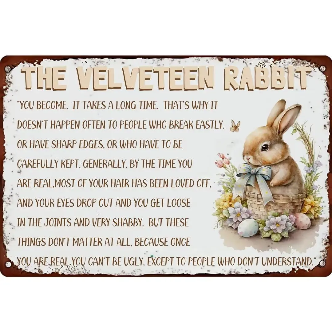 Vintage The Velveteen Rabbit Metal Tin Sign Room Gift Baby Shower Home Bathroom Office Club Bar Wall Decor 8x12 Inches