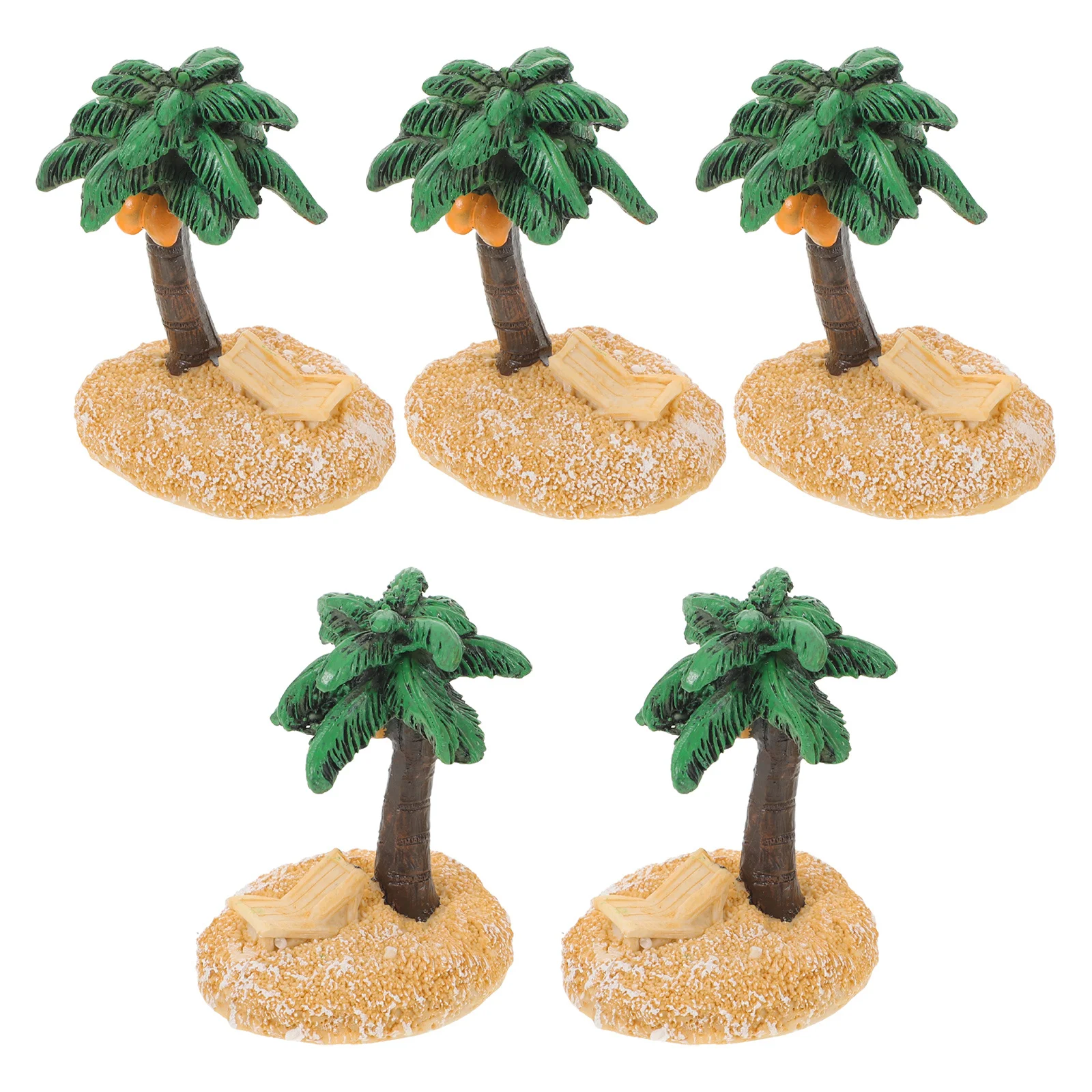 

5pcs Miniature Coconut Palm Tree Artificial Resin For Fish Tank Decor Aquarium Beach Scenery Cake Topper Micro