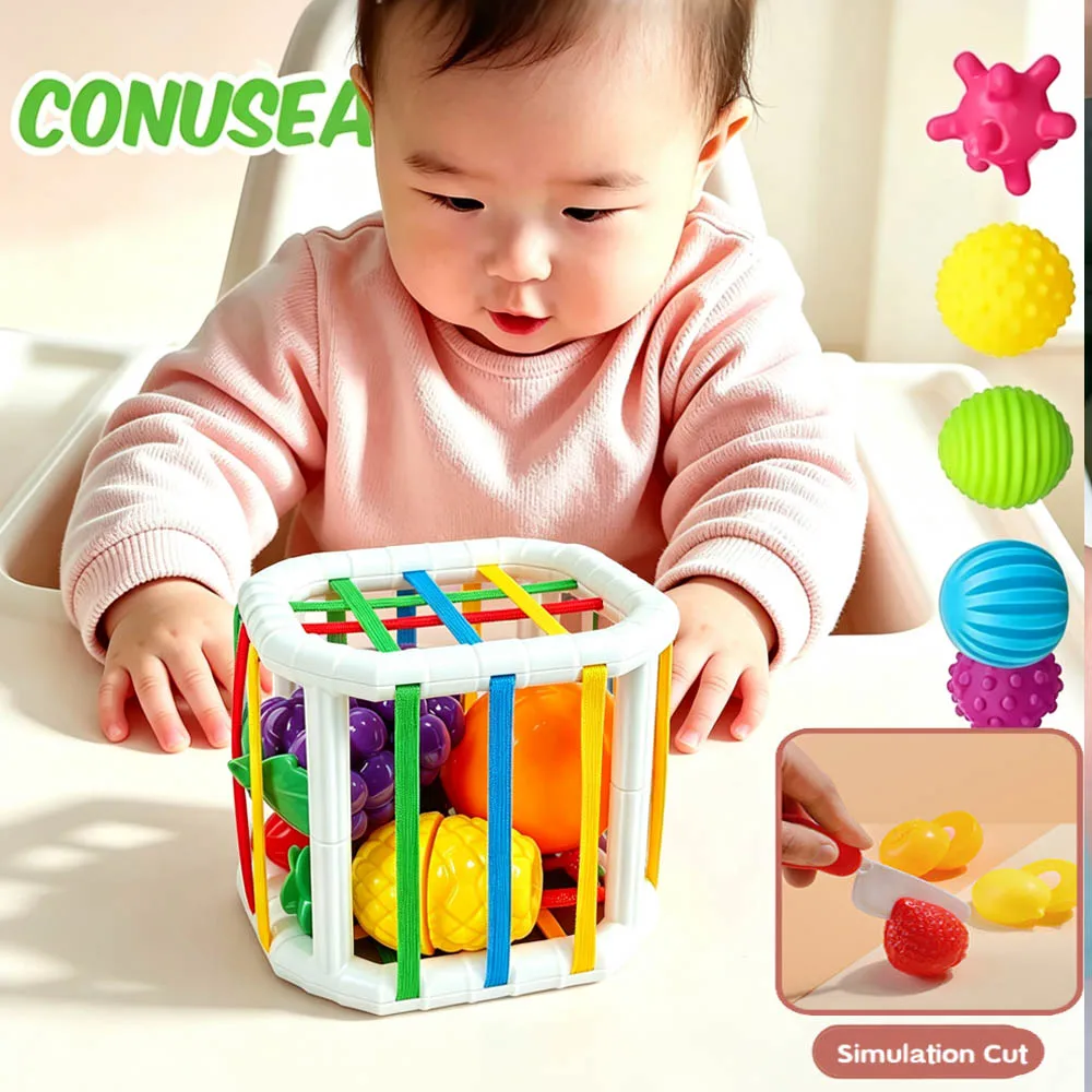 Montessori brinquedos do bebê 18 meses desenvolvimento sensorial aprendizagem brinquedos educativos blocos coloridos jogo de classificação para bebês infantis