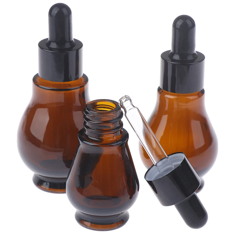 

1pc 10/20/30ml Mini Empty Brown Glass Dropper Bottles With Pipette For Essential Oil Formulation For Travel Home Use