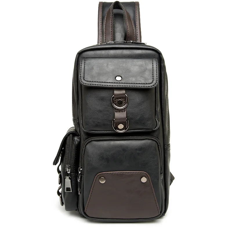 Men\'s fashionable Retro style small chest bag Korean version casual men\'s crossbody bag shoulder bag
