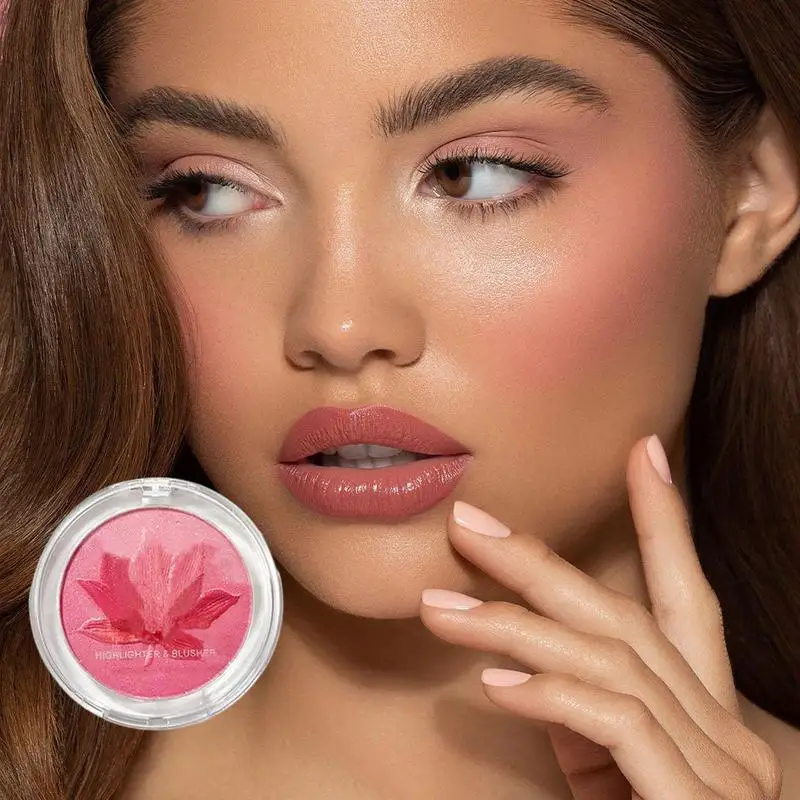 Blume geprägt erröten Gesicht Make-up matt schimmern Pigment wasserdicht natürliche nackte aufhellende Wange Rouge erröten Lidschatten Make-up