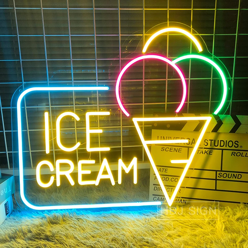 Personalized Custom LED Neon Sign ice cream Wall Decor Party Home Room Store Mall Restaurant Studio Decor Creaitve Neon Light