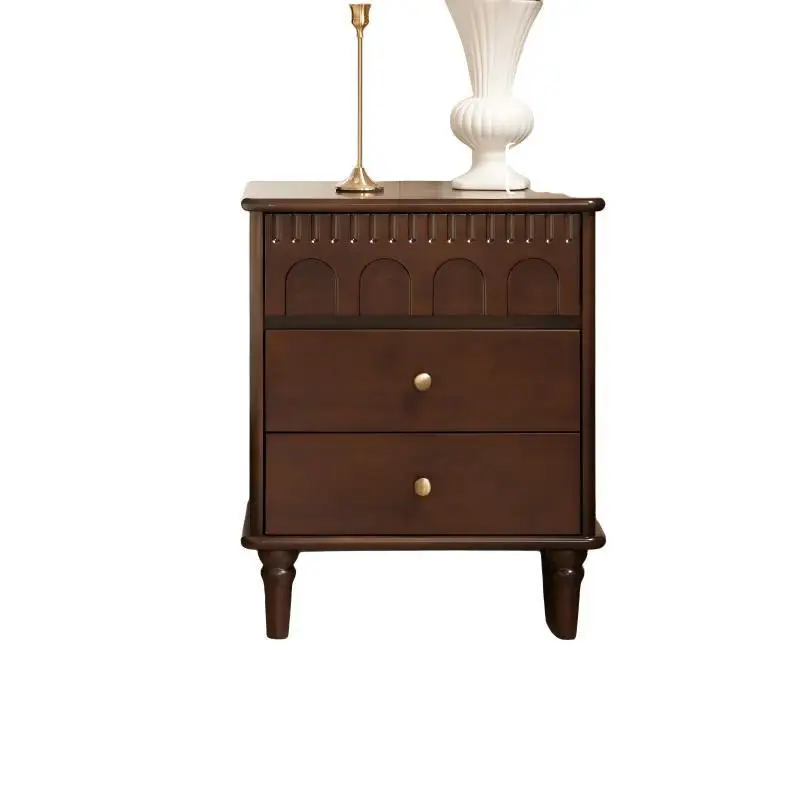 American Retro Carved Bed Edge Cabinet, Three-dimensional Arch Relief,home Bedroom, Light Luxury, High-end Feeling Bedside Table