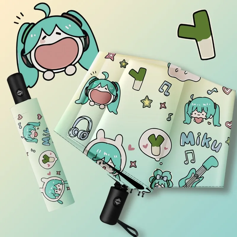 

Kawai Hatsune Miku Anime Anti-Rapid Miku Rain Dual-Use Umbrella Automatic Folding Cute Sunshade Sunshade Umbrella Holiday Gift