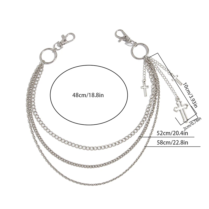 【YY34】Europejski i amerykański hip-hopowy punkowy metalowy łańcuch na pasek, ekskluzywny, niszowy rockowy łańcuch na talię do jeansów