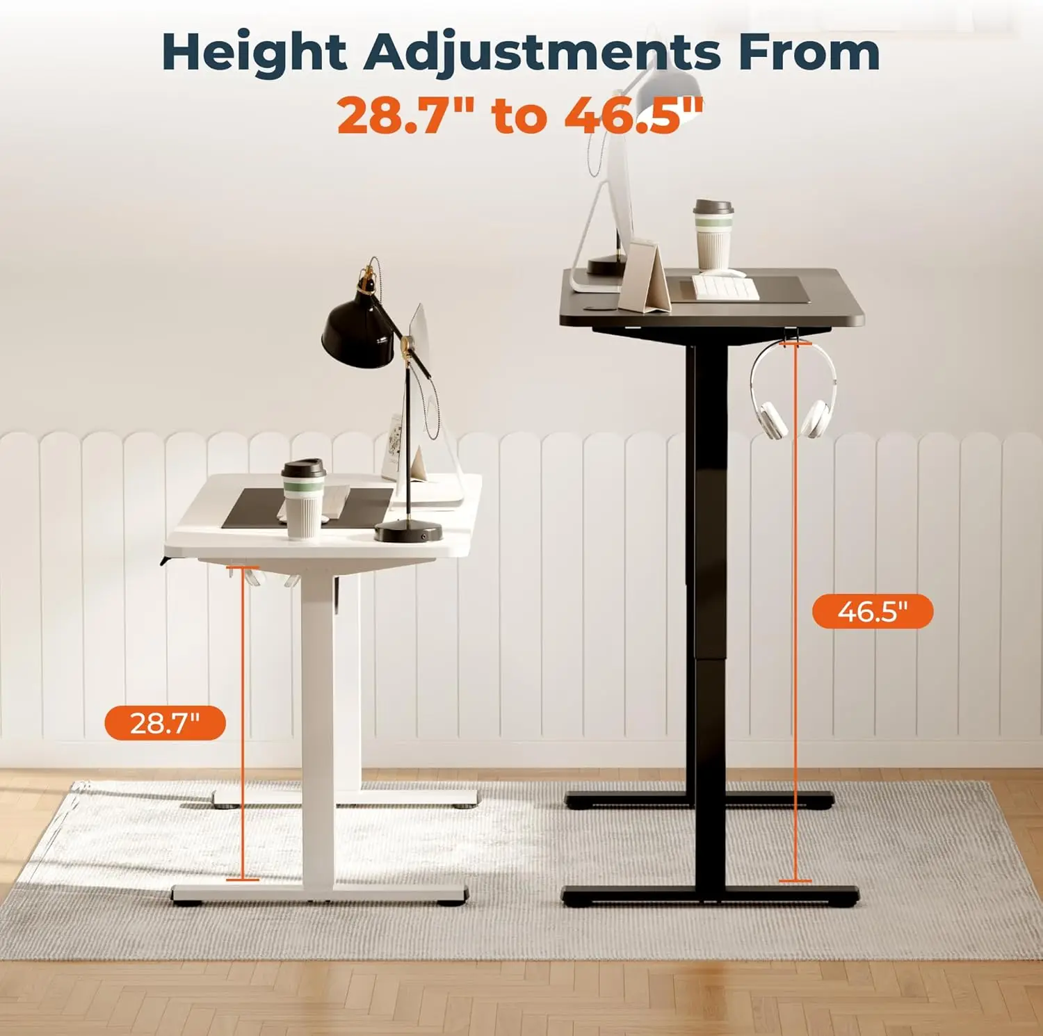 Электрический стол 55x24 дюйма с предустановленной памятью, черной столешницей и рамкой