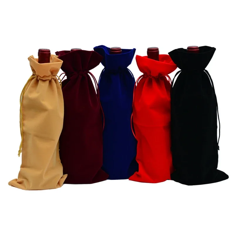 5 Stück/Set Weinrote Samt-Weinflaschenbeutel, Champagnerflaschenhüllen, Geschenkbeutel, Samt-Verpackungsbeutel 15cmx35cm, Kamm-Aufbewahrungsbeutel