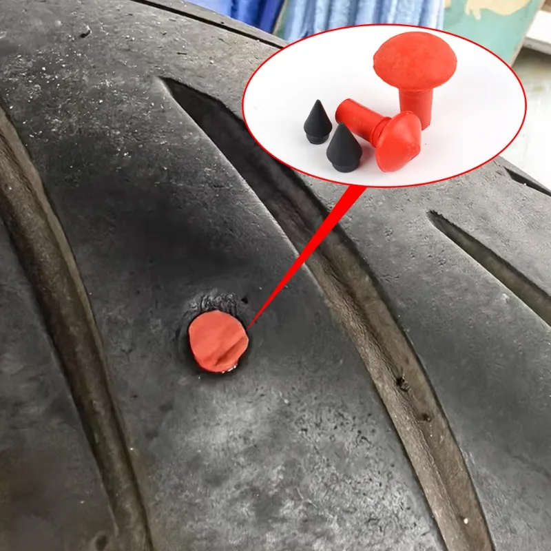 180Pcs Universal Mushroom Shaped Tubeless Tire Repair Insert Sockets Plugs Red Black 7mm 8mm Tire Repair Rubber for Car
