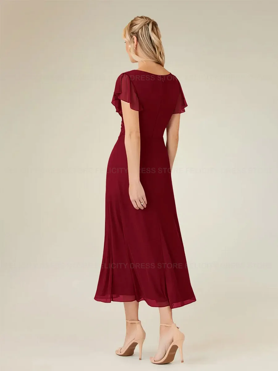 فساتين أم العروس البسيطة المخصصة 2025 على شكل حرف a على شكل حرف v مطوي فستان رسمي لحفلات الزفاف للضيوف رداء Invitée Mariage