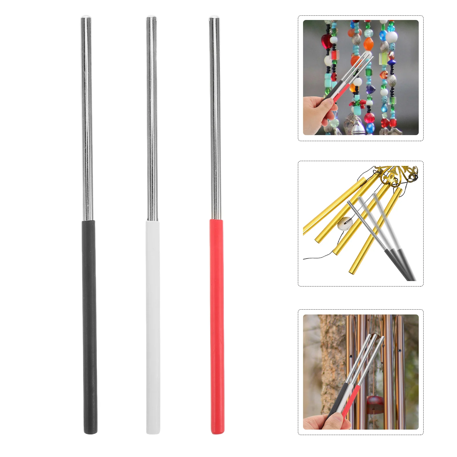 3 Pcs Wind Chime Striker Percussion Rods Simple Triangle Alloy Hammers Sticks Stricker