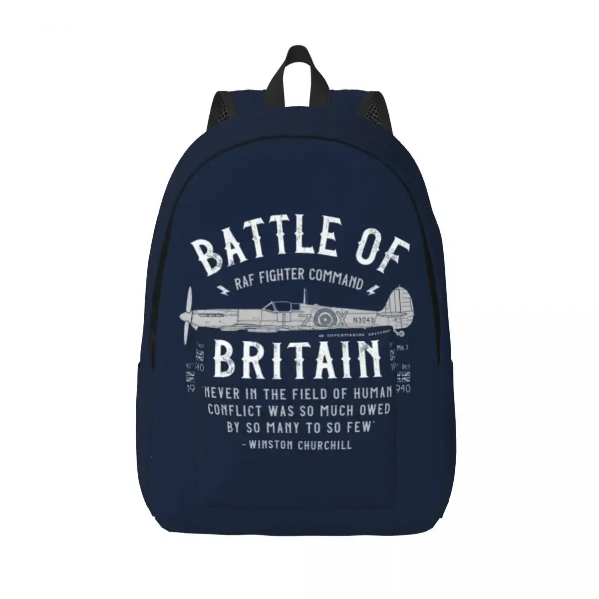 Battle Of Britain Canvas Backpack Supermarine Spitfire Fighter Pilot Aircraft College