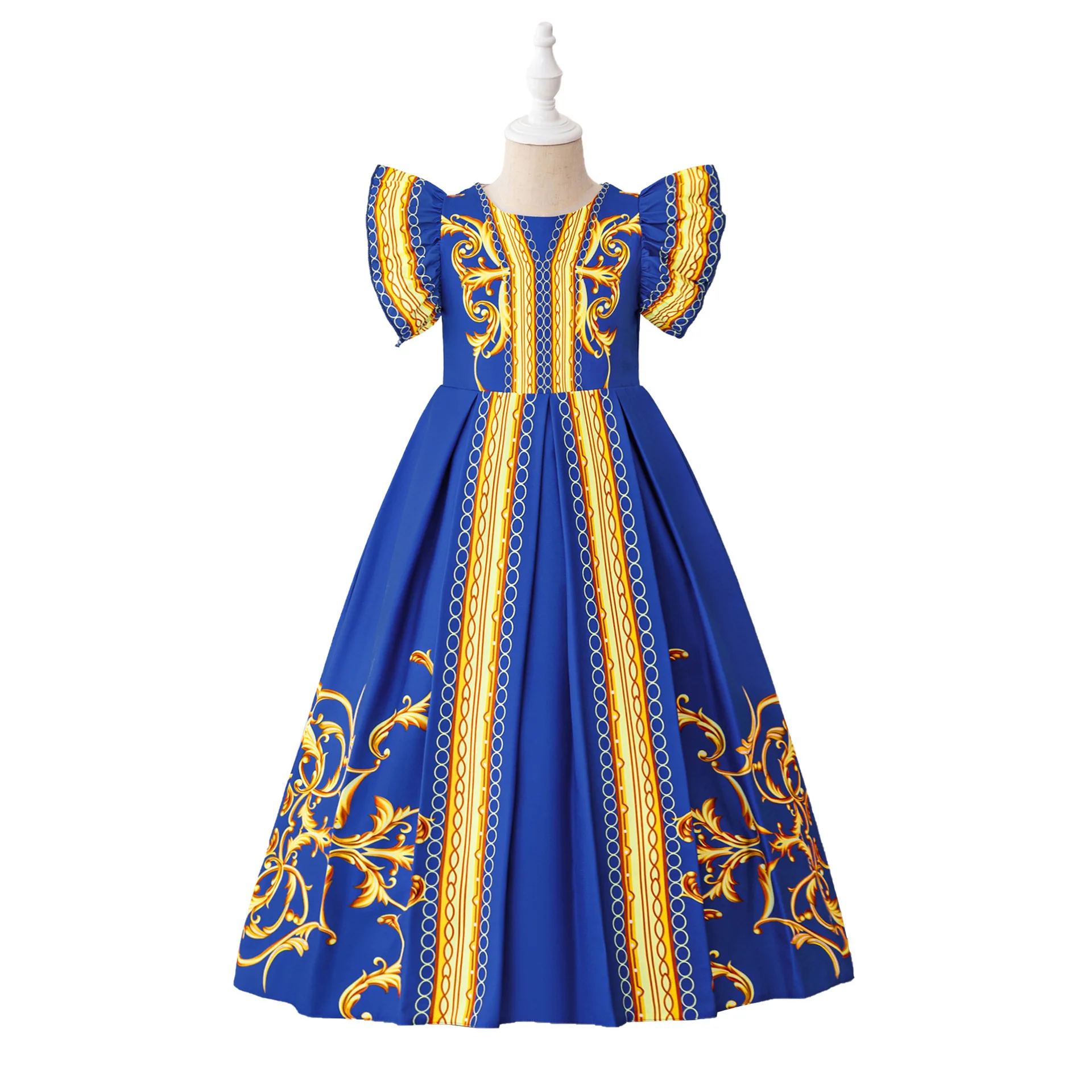 Muslimische Robe Festival Kinder Vintage Print Mädchen Arabisch Traditionelle Kleidung Luxus Kinder Kleid Elegante Party Kleider