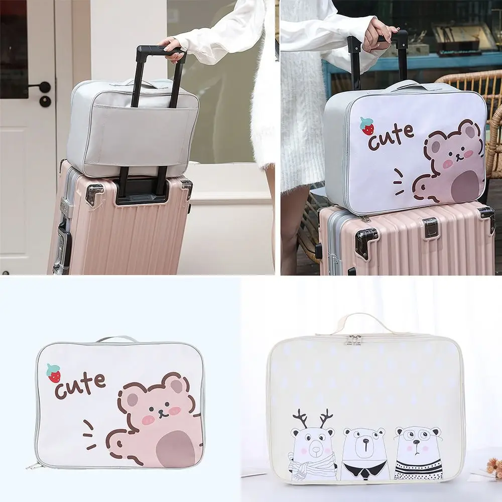 Convenient Portable Luggage Travel Bag Large Capacity Cartoon Printed Lunch Handbag PU Duffel Bag Student