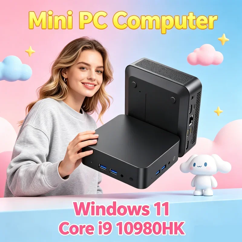 

Core I9 10980HK MINI PC Windows 11 Pro 32GB RAM 1TB 2TB SSD WiFi6 BT5.2 4K HD Gaming Office Study PC With 3 Years Warranty