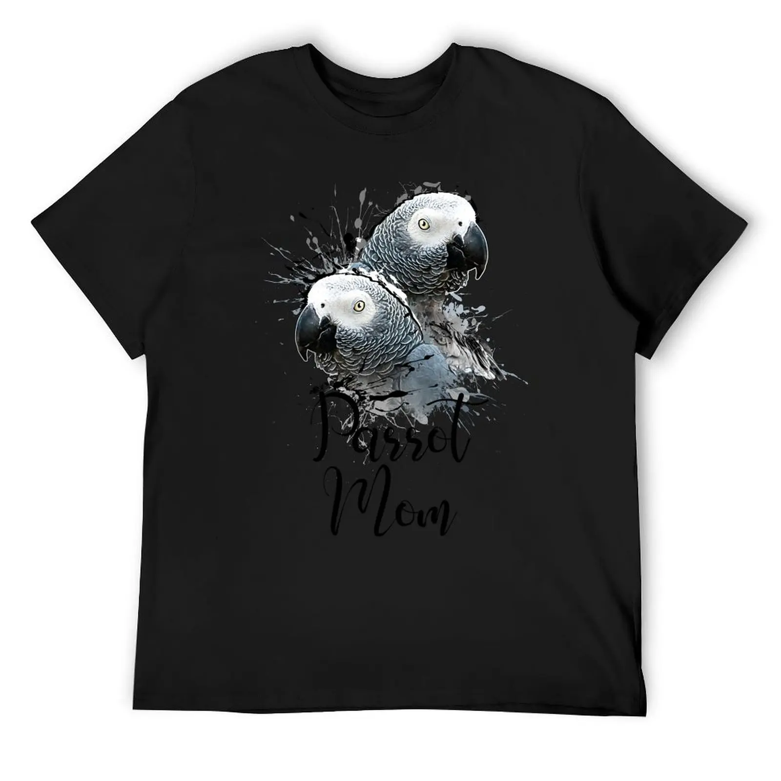 Color Splatter African Grey Parrot Mom White T-Shirt anime tshirt sweat men clothing