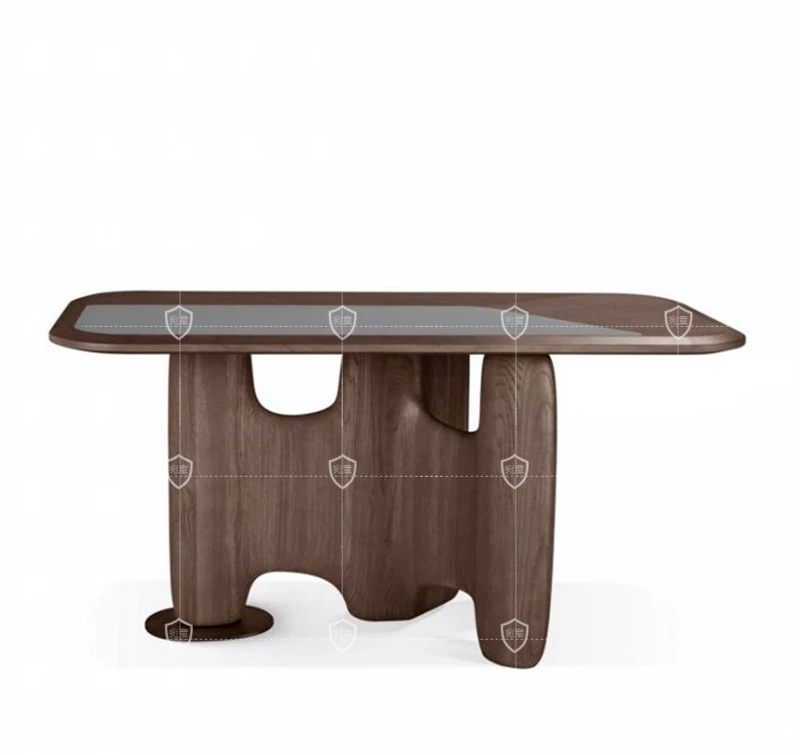 

Italian minimalist modern curved desk, designer style Nordic walnut desk