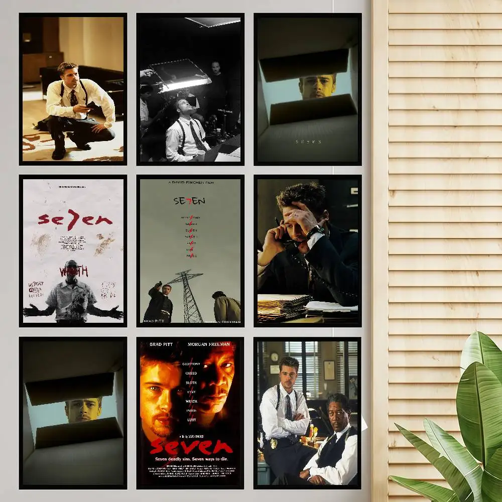 Seven Se7en Film Classic Classic Anime Poster Wasserdichter Papieraufkleber Kaffeehaus Bar Zimmer Wanddekoration
