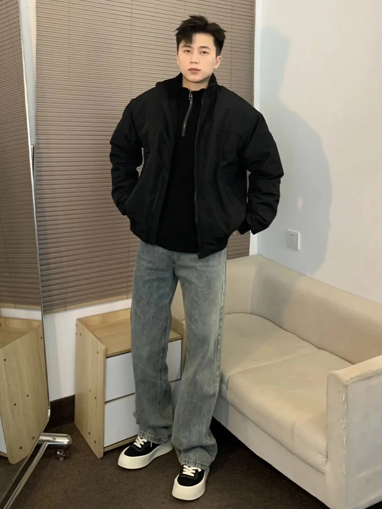 

American Sle Cotton Jaet Men's ort Pilot Collar Autumn Winter Cleanfit Outerwear Polyester Fiber Casual Long Sve Zipper