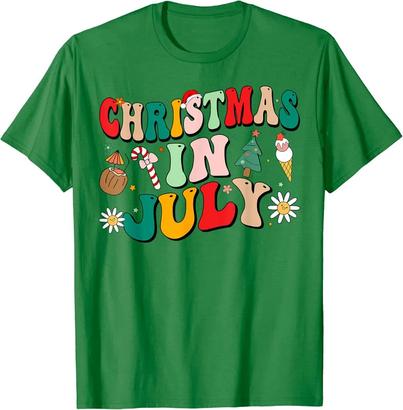 

Christmas In July Shirts Groovy Xmas Summer Vacation Men's Unisex T-Shirt S-5XL