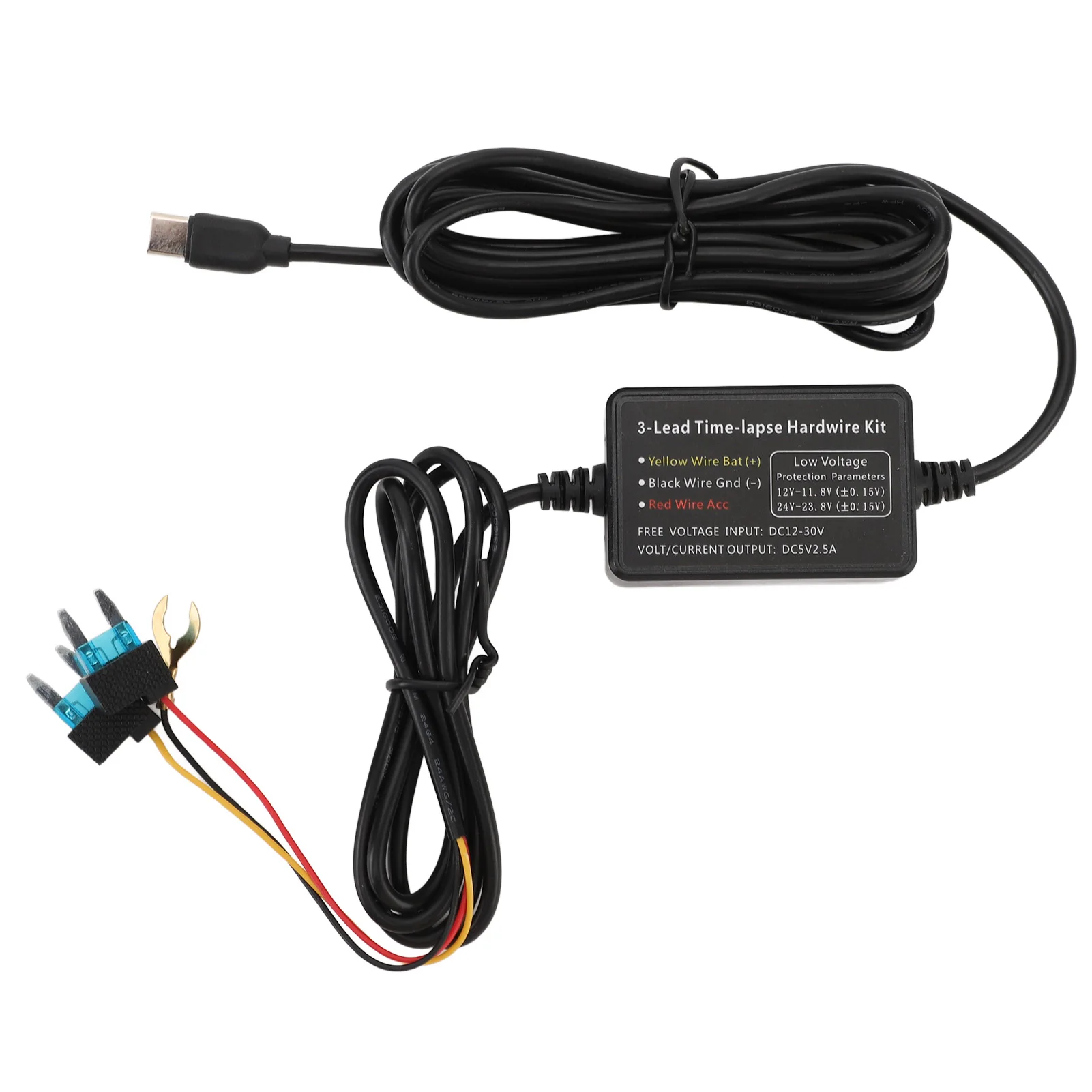 Type C Dash Cam Hard Wire Kit 12V‑30V To 5V Dash Camera Power Cord for GPS Power Supply Radar Detectors and More