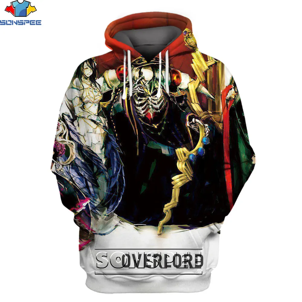 SONSPEE 2021 3D Print Hoodie Men's Anime Overlord Hoodies Autum Harajuku Men Clothing Hip Hop Casual Pullover Tops Sweatshirt