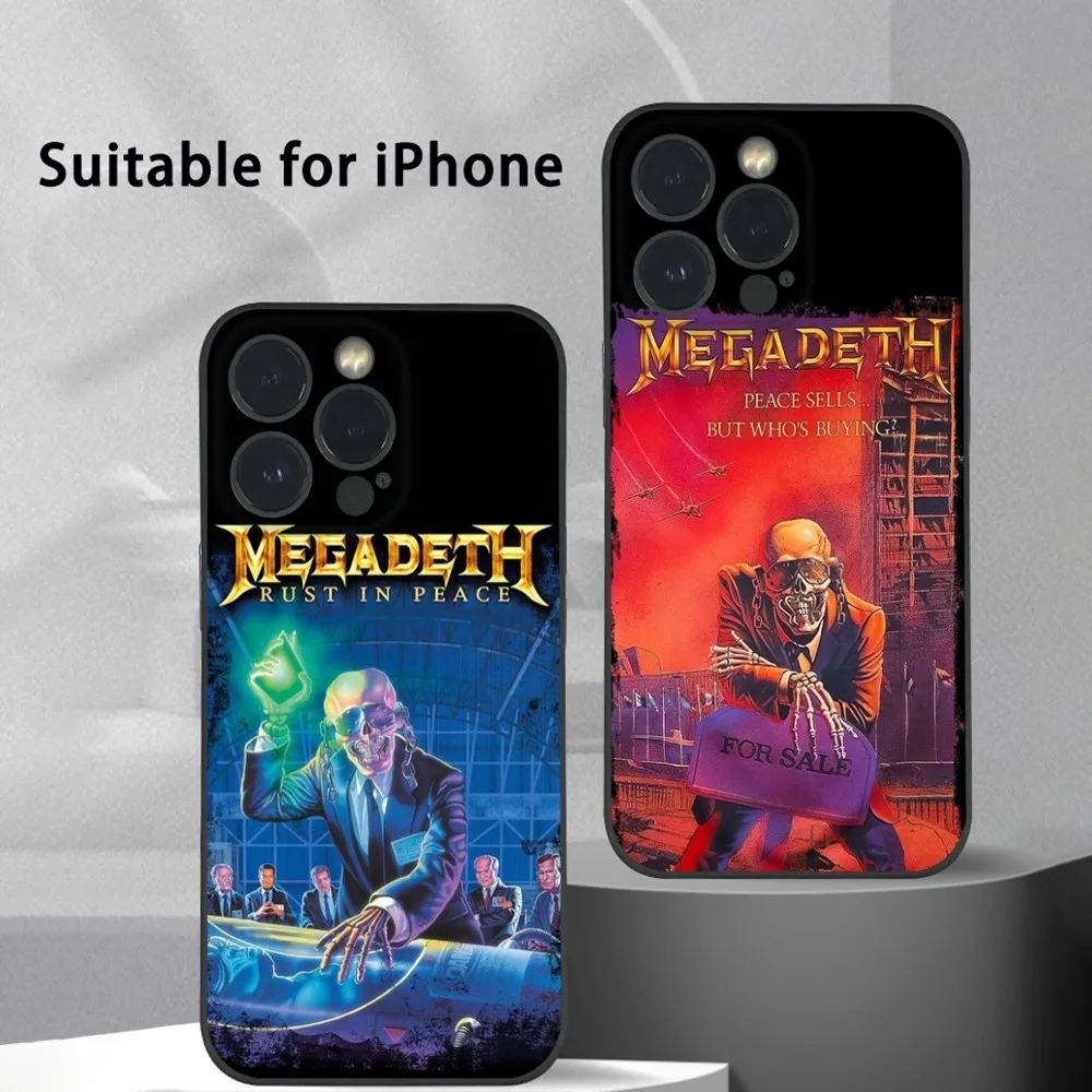 Rock M-Megadeth Music Phone Case For iPhone 16 15 14 13 12 11 Pro Max Plus Mini Frosted Soft Shell Funda