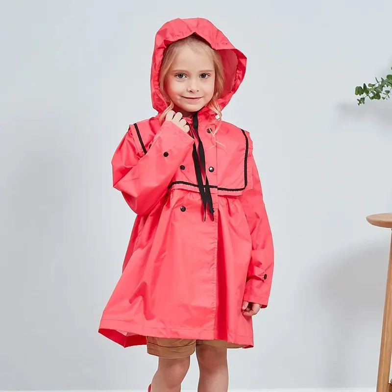 Kids Raincoats for Girls for Waterproof Windproof Rainwear Hat Eaves Design Breathable Comfortable High Quality Poncho Raincoat