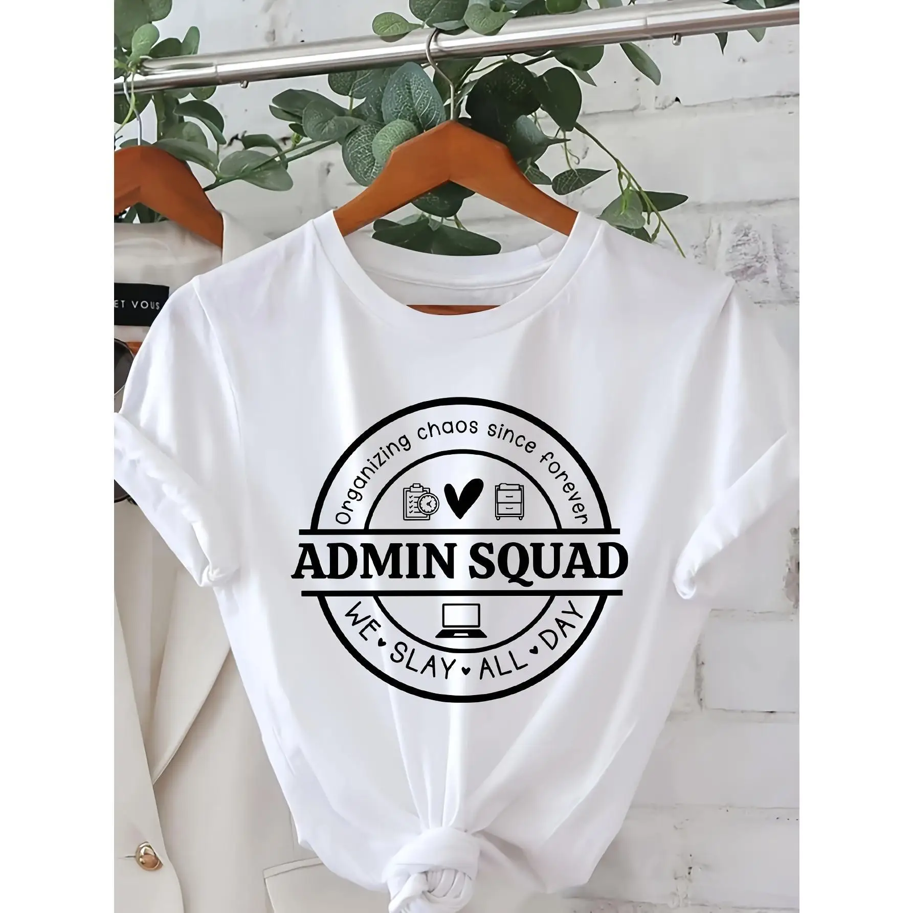 

Admin Squad T-Shirt Women's Organizing Chaos Since Forever Graphic Tee Funny Administrative Assistant Office Team Gift