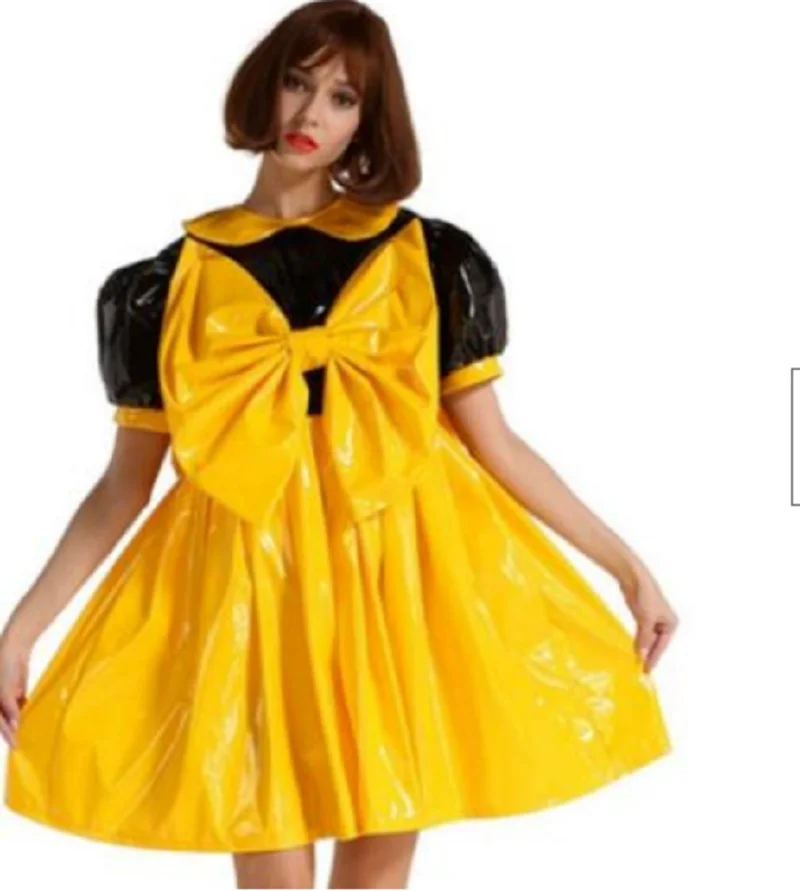 

French Multicolor Sissy Adult PVC Leather Clothes Lockable Maid Adult Baby Crossdresser Party Daily Unisex Dress Role Playing