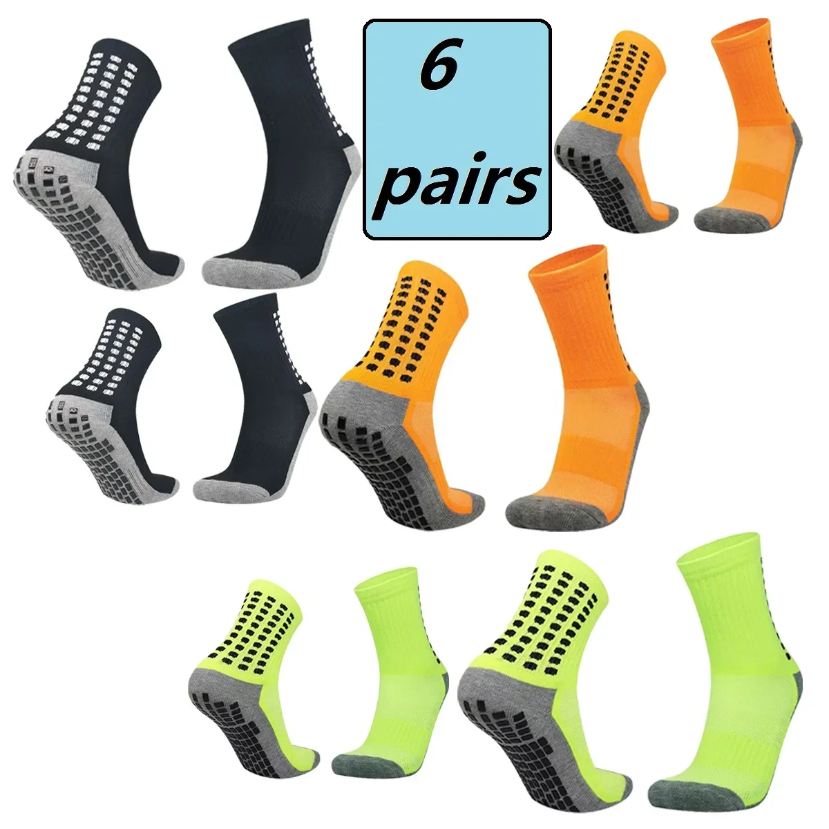 

6 Pairs Anti Slip Football Sport Socks Breathable Men Women Soccer Socks for Basketball Hiking Walking Running Rugby