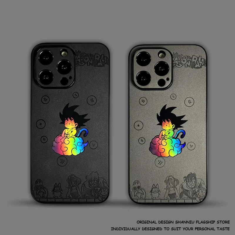 Funda de teléfono de lujo Dragon Ball Son Goku para iPhone 16 15 14 13 12 11 17 Pro Max Plus Air Master Roshi cubierta de cuero en relieve