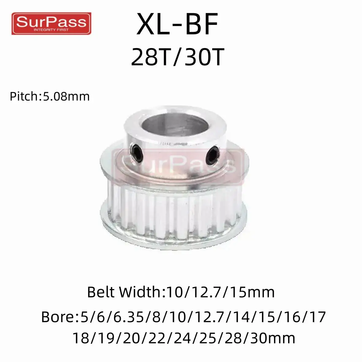 XL Timing Pulley BF Type 28T/30Teeth Bore 5/6/6.35/8/10/12mm -30mm for 10/12.7mm Width Belt Used In Linear Pulley