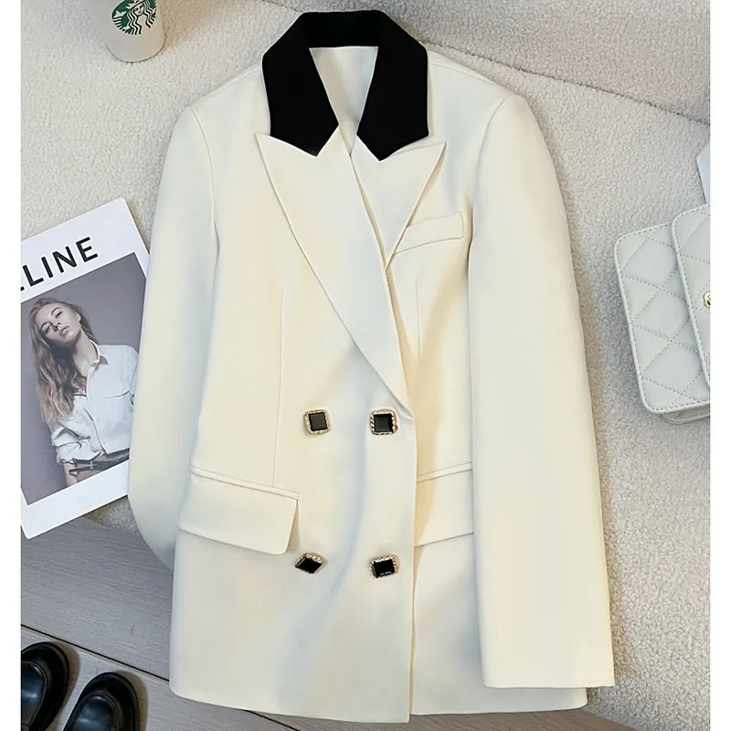 

New Women's Suit Coat Elegant Sports Casual Blazer Korean Fashion Jacket Autumn Color Block Office Ladies Clothing Basic Coats