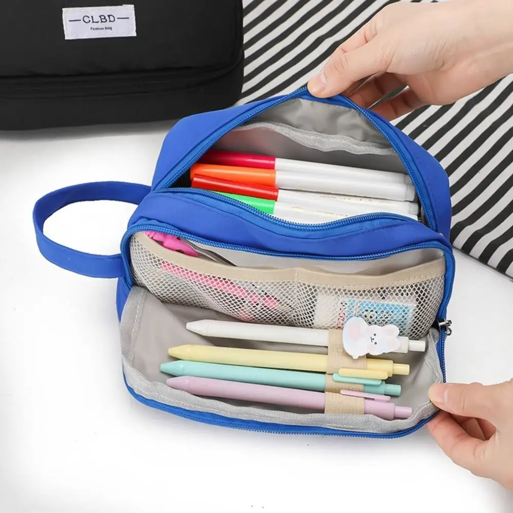 Grande Capacidade Waterproof Canvas Pencil Case, Multifuncional Pen Bag, Bolsa estilo coreano, Papelaria Bolsa, Material escolar e de escritório