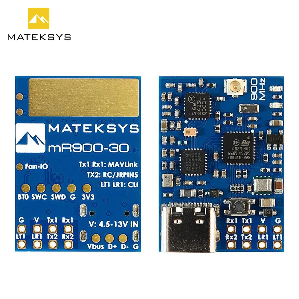 MATEKSYS MLRS MAVLINK 900MHZ RECEIVER, MR900-30 900 MHz LoRa, 30 dBm RF power 4.5-13V For Long Range RC FPV Drone