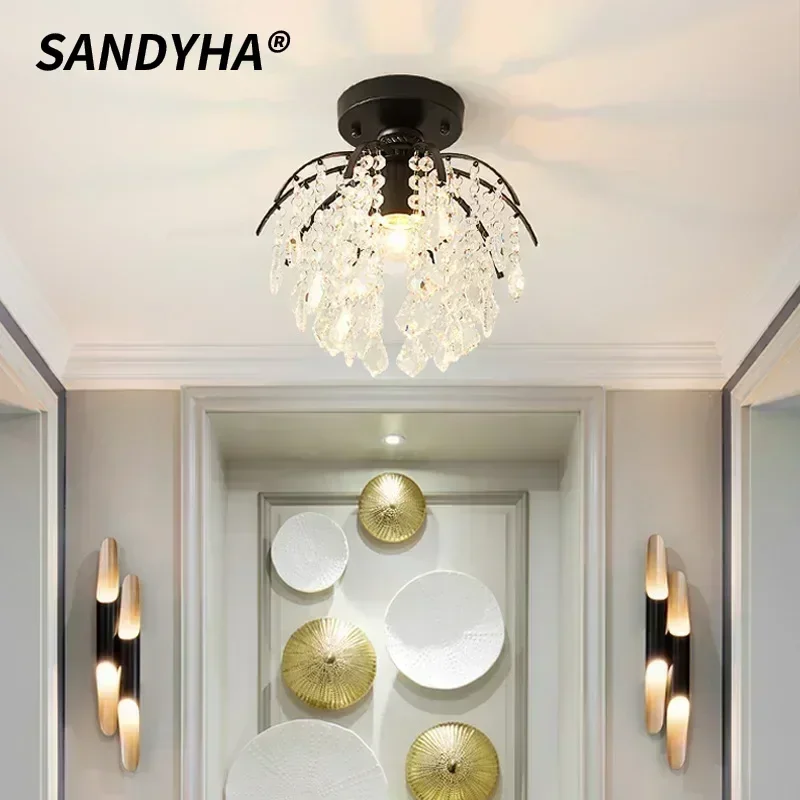 

SANDYHA Crystal LED Ceiling Light Chandelier Modern Luxury Bedroom Dining Room Corridor Stylish Home Decor Lighting Fixture