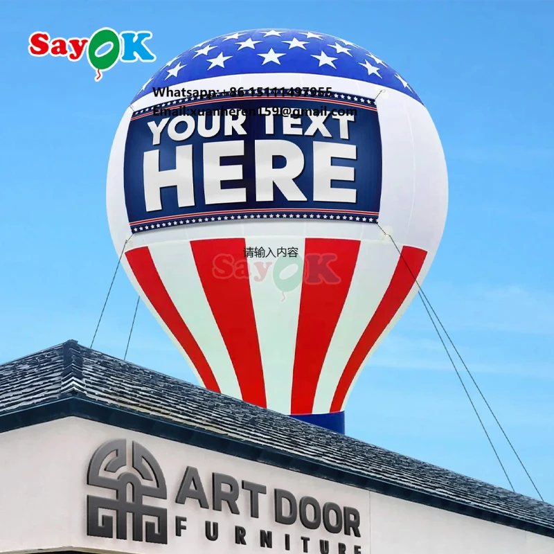 

Sayok Customized Logo Hot Air Balloon Inflatable 7m Inflatable Hot Air Balloon Model for Advertising