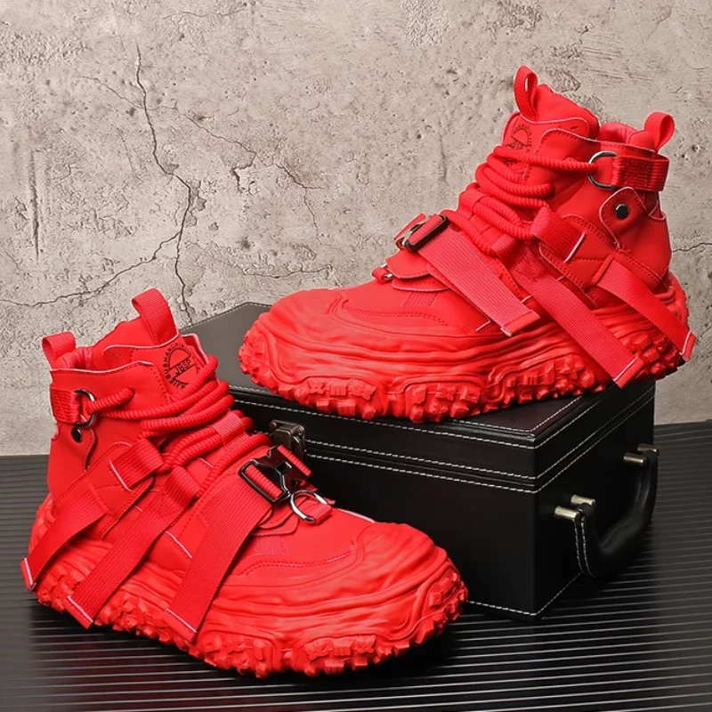 

High-top shoes, workwear shoes, Korean-style height-increasing thick-soled board shoes, trendy brand men's casual shoes b39