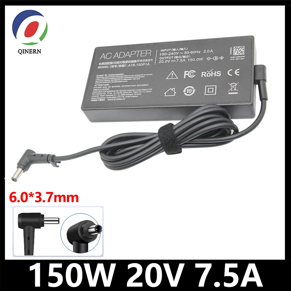 20V 7.5A 150W 6.0*3.7mm Charger AC Notebook Laptop Adapter For ASUS Rog FX95D VX60G TUF Gaming A15 FX506lu FX705G FX86FE T9750
