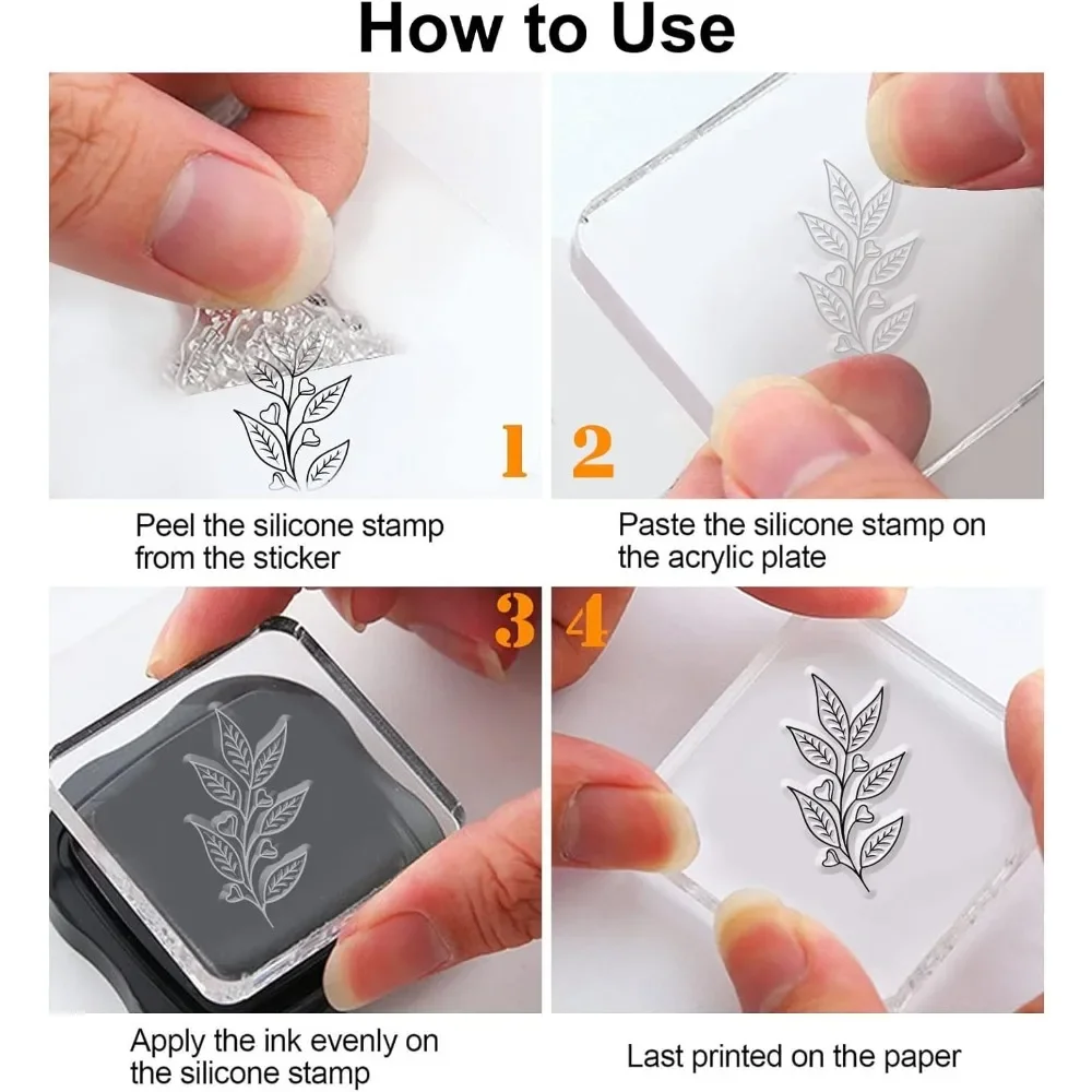 Vine Leaves Clear Stamps Leaf Pattern PVC Placstic Silicone Stamps with Word Hello for Envelope Making, Bookmark DIY Decorations