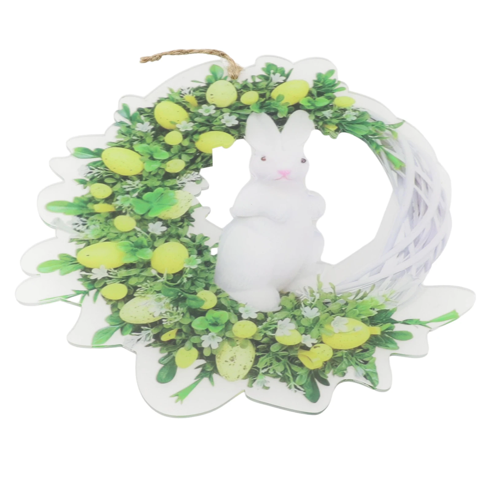 2023 Easter Bunny Flowers Wreath Front Door Oranments Happy Easter Rabbit Wall Hanging Wreath Home Party Garland Festival Decor