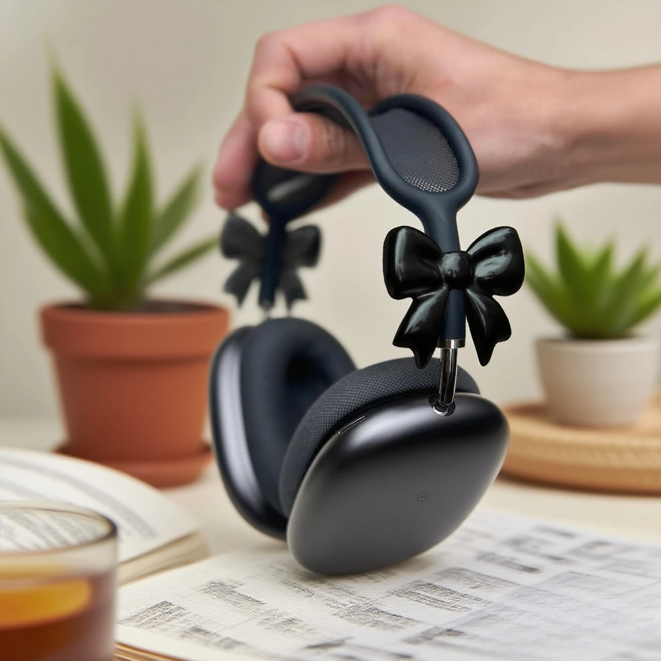 

For Airpodsmax2 Case Bow Tie Headphone Decoration Resin Earphone Accessory for Airpodsmax Cute Pink/silver/black Cover Charms